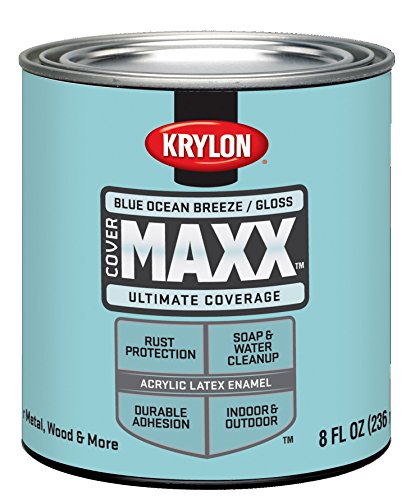 Krylon K09602000 COVERMAXX - Half Pint, Gloss Blue Ocean Breeze, 8 Ounce
