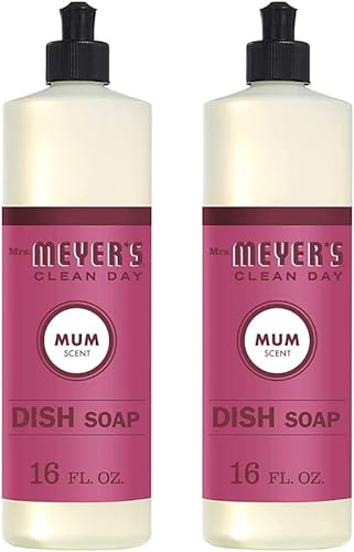 Mrs. Meyer's Clean Day - Detergente líquido para platos, aroma a crisantemos, fórmula biodegradable 16 fl oz paquete de 2 unidades