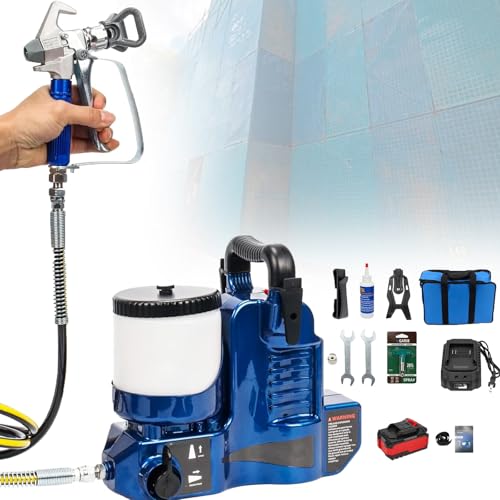 Atwynd Pulverizador de Pintura Airless para Proyectos de Pintura de Bricolaje - Máquina de Pulverización de Pintura Inalámbrica de Mano de Alta Presión, para Pintar Casas Blue