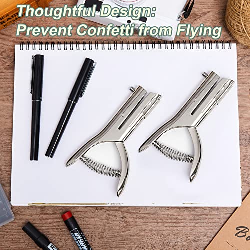 Image of Chumia 2 Pcs Heavy Duty Hole Punch 2 inch Long Reach 1 /8 Inch Paper Single One Hole Puncher Deep Throat Reduced Effort Hand Held Alloy Punch for ID PVC Cards 5 Inch Tall 25 Sheet Capacity