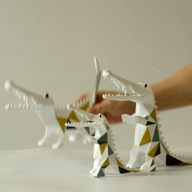 Estatua geométrica de cocodrilo moderno para decoración miniatura 7