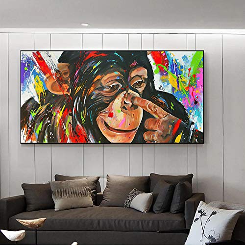 Décoration murale singe graffiti pour dynamiser un salon moderne toile 30x60cm - 4