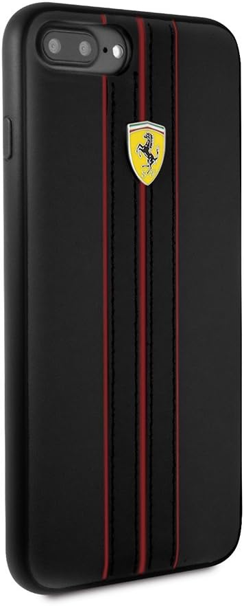 CG Mobile Ferrari iPhone 8 Plus & iPhone7 Plus Case Black Cell Phone Case PU Leather | Easily Accessible Ports | Officially Licensed.