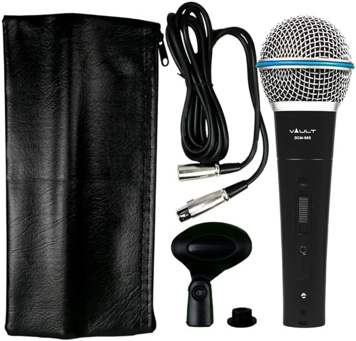 VAULT DCM-58S Dynamic Cardioid Microphone with Switch, Mic Clip and XLR Cable