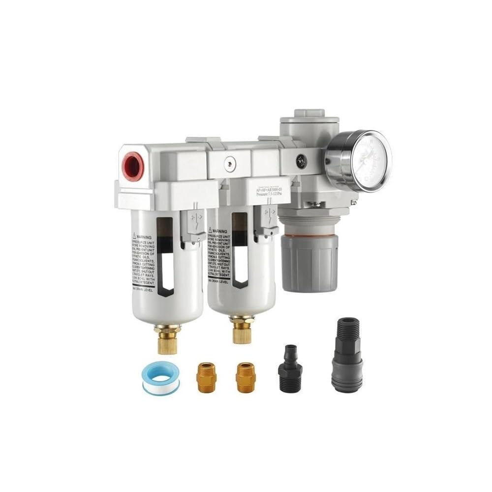 Filtro de compresor de aire 3/8 "NPT, doble etapa, separador de agua y aceite semiautomático, sistema de secado de aire, regulador de aire neumático