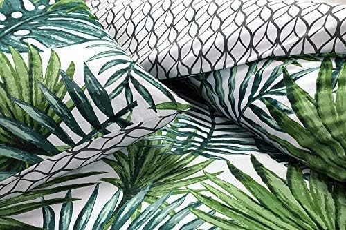 Night Comfort Cotton Blend Eco Breathable Duvet Cover Bedding Set With Pillowcases (Double, Wesley - Tropical Palms)
