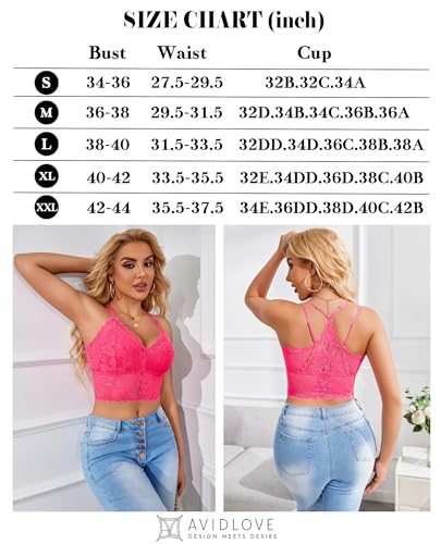 Image of Avidlove Lace Bralette for Women V Neck Camisoles Racerback Adjustable Strap Sexy Crop Tops