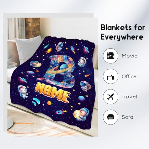 Boys Blankets - Personalized Planet Gifts for Kids - Cozy Lightweight Throw Blanket for Sofa & Bedroom Decor