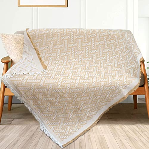 Boho Throw Blanket Western Decor For Couch Loveseat Bed Soft Boho Blanket With Tassel Double-Sided Living Room Decorative Blanket 51X71 Inch Woven Bohemian Decor #TOP6