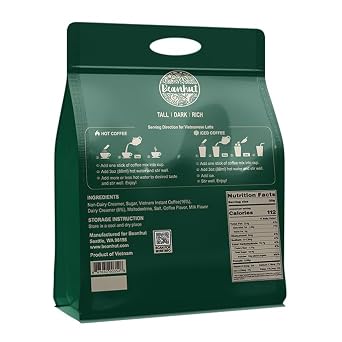 Beanhut's Vietnamese Latte, Instant Coffee Mix, 3 in 1 Coffee Mix, 25g x 50 sticks(2.75 lb)