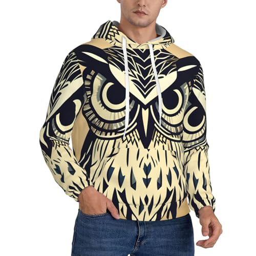 Sweat à capuche homme motif hibou, le pull idéal contre le froid pour un usage quotidien