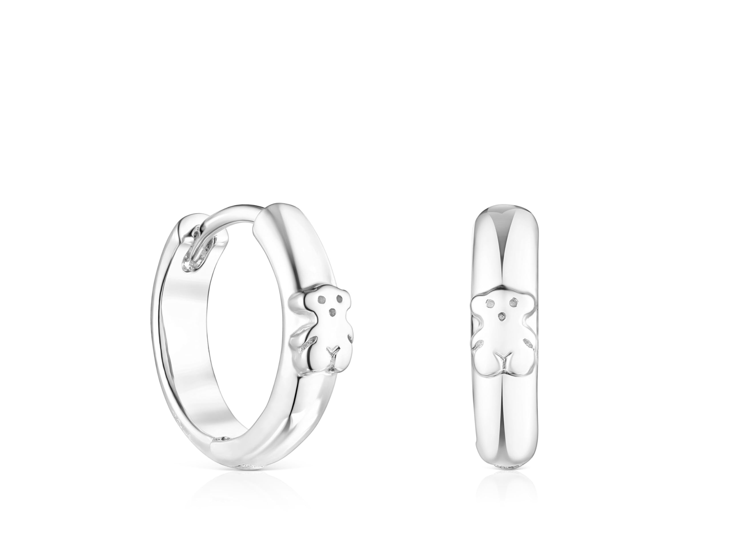 TOUS Pendientes de Aro de Plata de Primera Ley para Mujer y Cierre Criolla de 3mm de Grosor y 1 cm de Diametro, Motivo de Oso, Versátiles y Atemporales, Colección Basics