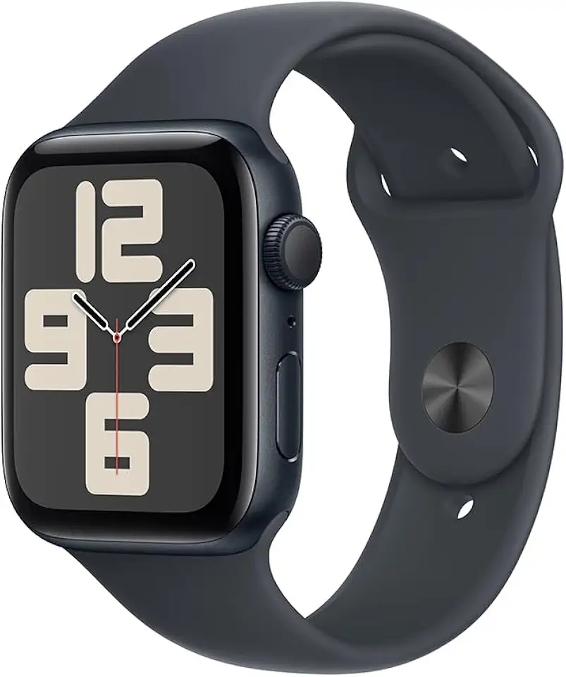 Apple Watch SE GPS • Caixa meia-noite de alumínio – 44 mm • Pulseira esportiva meia-noite – M/G