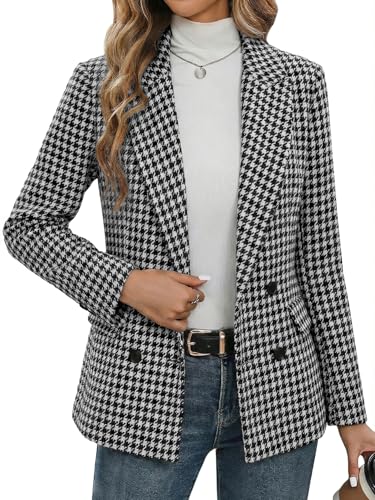 Mina Self Tweed Blazer Jacket For Women Plaid 2026 Spring Black