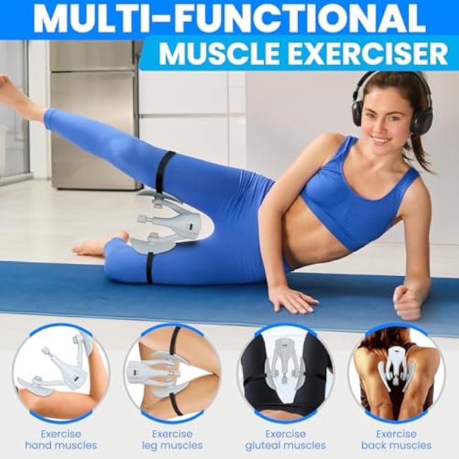 Thigh Exerciser - 0-44 lbs Adjustable Resistance Kegel Exerciser, Pelvic Floor Muscle, Postpartum Thigh Workout Equipment, Thigh Toner with 4 Straps for Home, Office, Gym Use