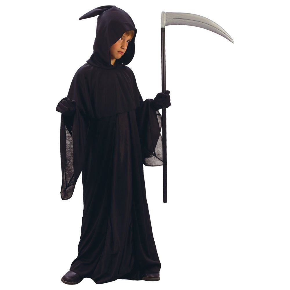 Kids Boys Grim Reaper Fancy Dress Costume, Black, Large