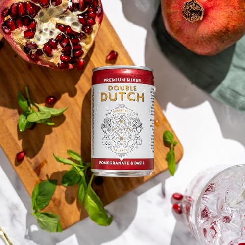 DOUBLE DUTCH Pomegranate & Basil | 6 x 150ml cans | 100% natural ingredients | Low in calories | Mixer Cocktails | No artificial colors, preservatives or flavors (6 x 150ml)