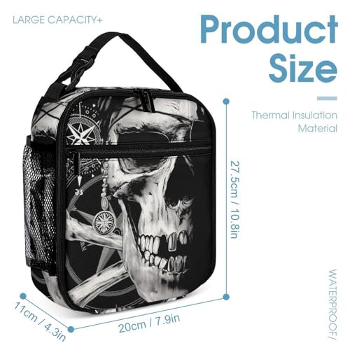 Pirate And Skull Compass Large Backpacks with Lunch Bag Pencil Case Set Resistant Daypack 3 Piece4