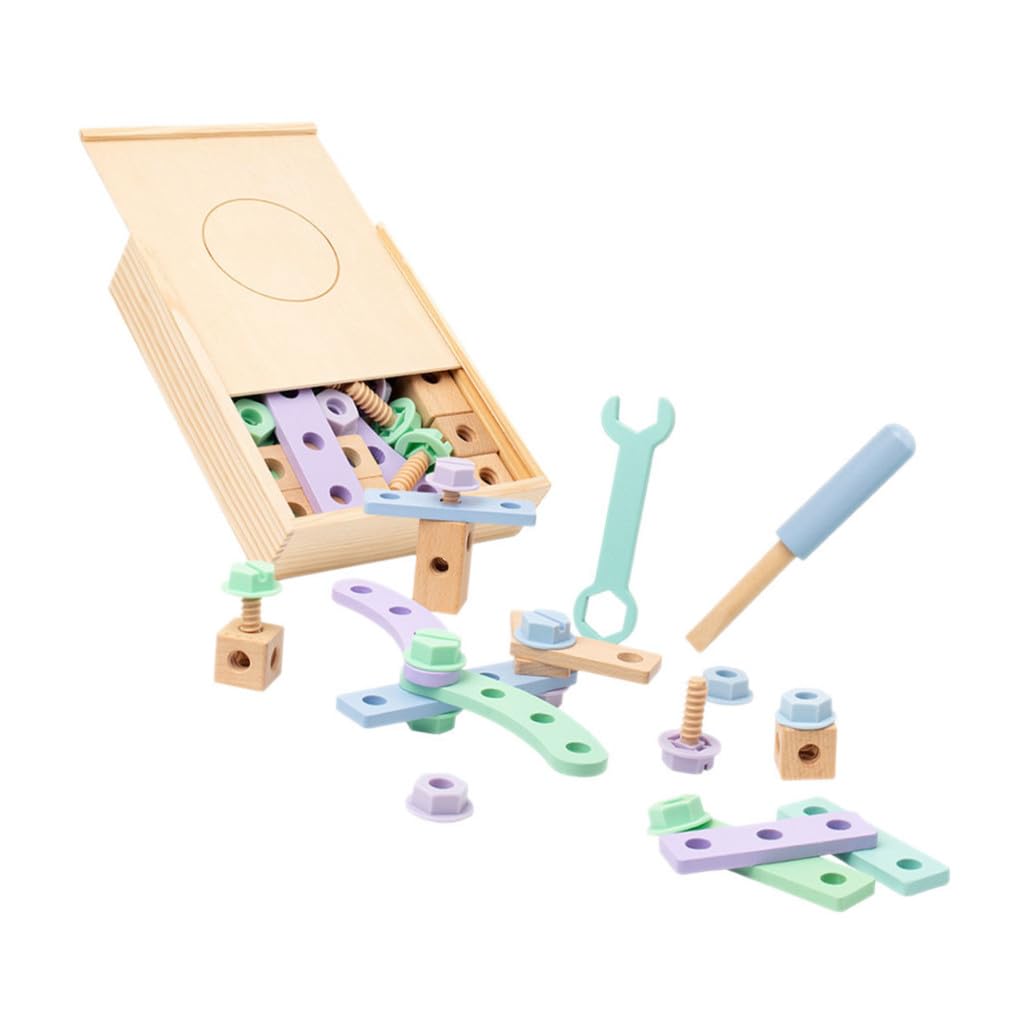 Didiseaon Set di Utensili Giocattolo in Legno Apprendere Figure e Colori Ragazzo Ragazza e per Kit Educativo Sviluppare Abilità Manuali Decorazioni Scuola