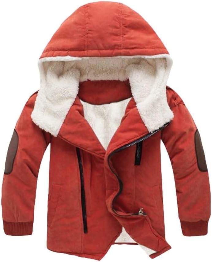 Mallimoda Boy's Thick Cotton-Padded Parka Jacket Hooded Fleece Coat