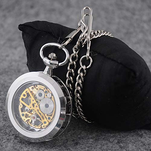 Vigoroso WA271.B Mens Classic Steampunk Pocket Watch Gold Skeleton Hand Wind Mechanical Watches In Box thumb #2