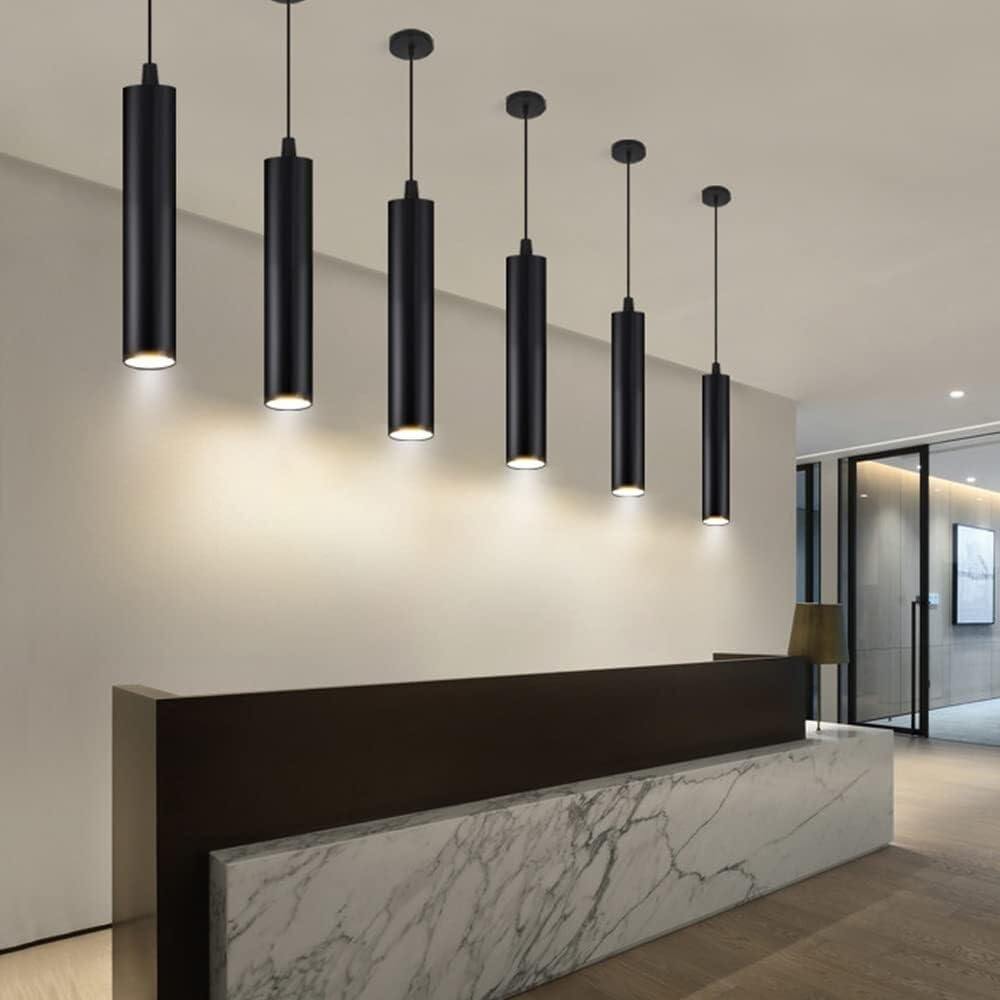 Genérico Lámpara de techo aluminio con suspensión cilíndrica y luces LED nórdicas, tubo largas creativas(6 * 30cm,White Light)