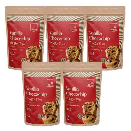 Image of 11Eleven Bakery Healthy Muffin Mix |Vanilla Chocochip, 230gm each Pack of 5 | Healthy Muffin Mix| Millet Muffin Mixes