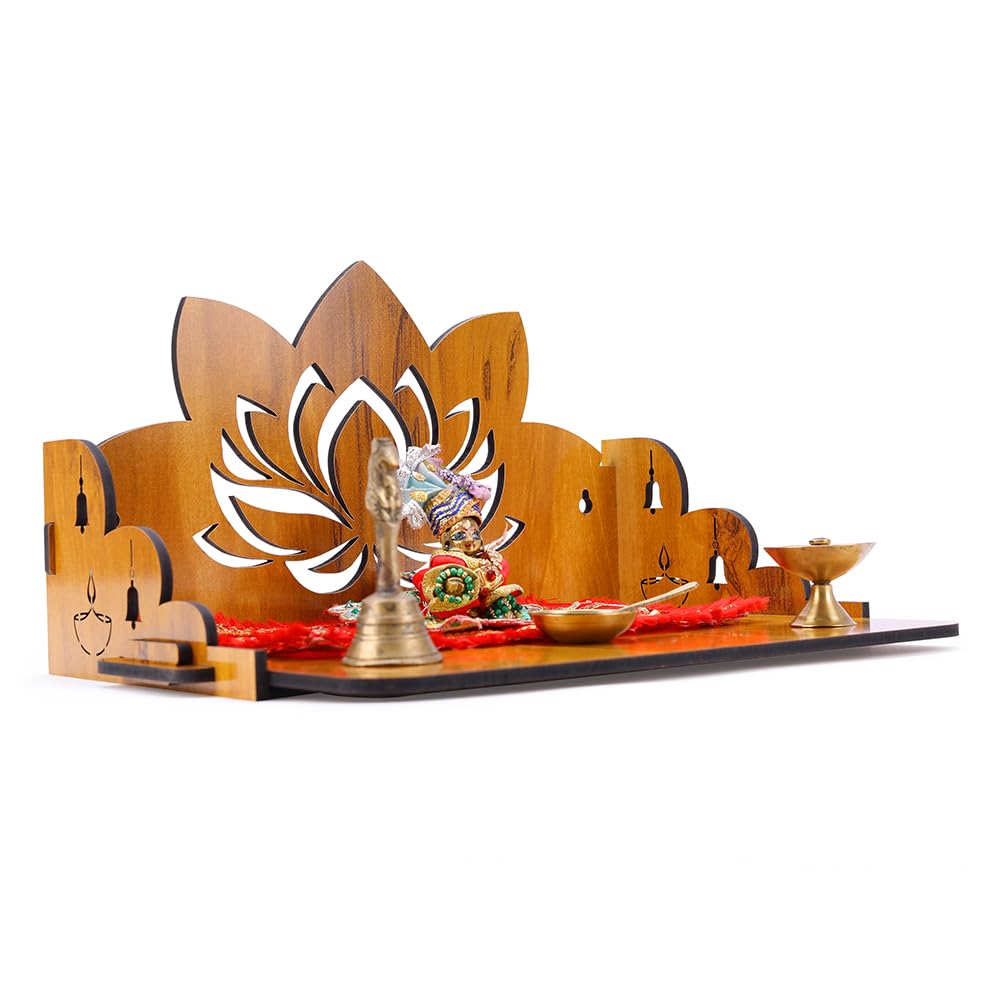 Sehaz Artworks Pooja Mandir for Home | Wooden Temple Wall Mounted | Puja Stand | Puja Mandir for Home Small Size | Devghar | Pooja Stand 4
