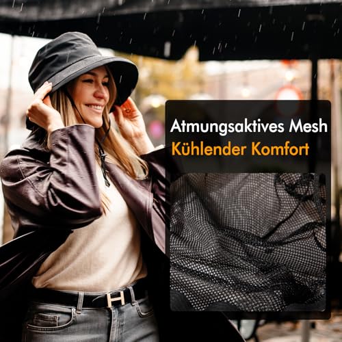 Comhats Damen Faltbarer Regenhut Sonnenhut wasserdichte Mütze mit breite Krempe UPF50+ Schwarzblau