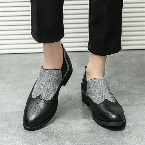 Men's Two Tone Handcrafted Leather Loafers Fashionable Oxford Style Perforated Dress Shoes with Pointed Toe for Luxury Business Wear4