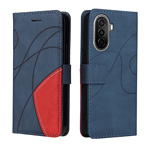Fatcatparadise Kompatibel mit Huawei Nova Y70/Y70 Plus Hülle, Leder PU Brieftasche Handyhülle Flip Hülle Silikon Bumper Schutzhülle Klapphülle.Lederhülle mit Kartenfächern & Standfunktion (Blau)