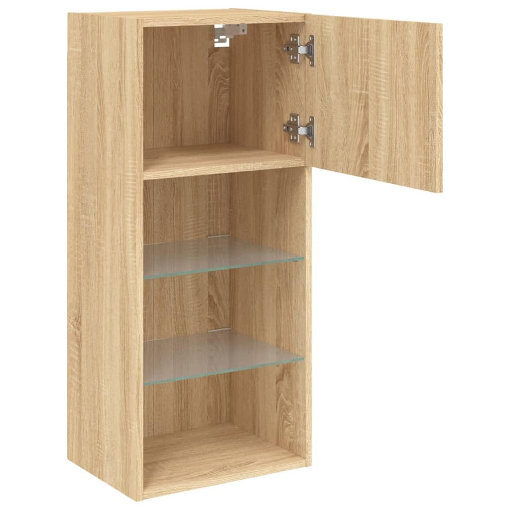 Szafka pod telewizor z lampkami LED sonoma dąb, 40,5 x 30 x 90 cm