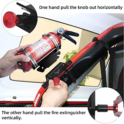 Fire Extinguisher Mount Kit, Beiguoo Adjustable Roll Bar Fire Extinguisher Mount Holder for Jeep Wrangler TJ JK JKU JL UTV Polaris RZR Ranger Camper Van, Aluminum