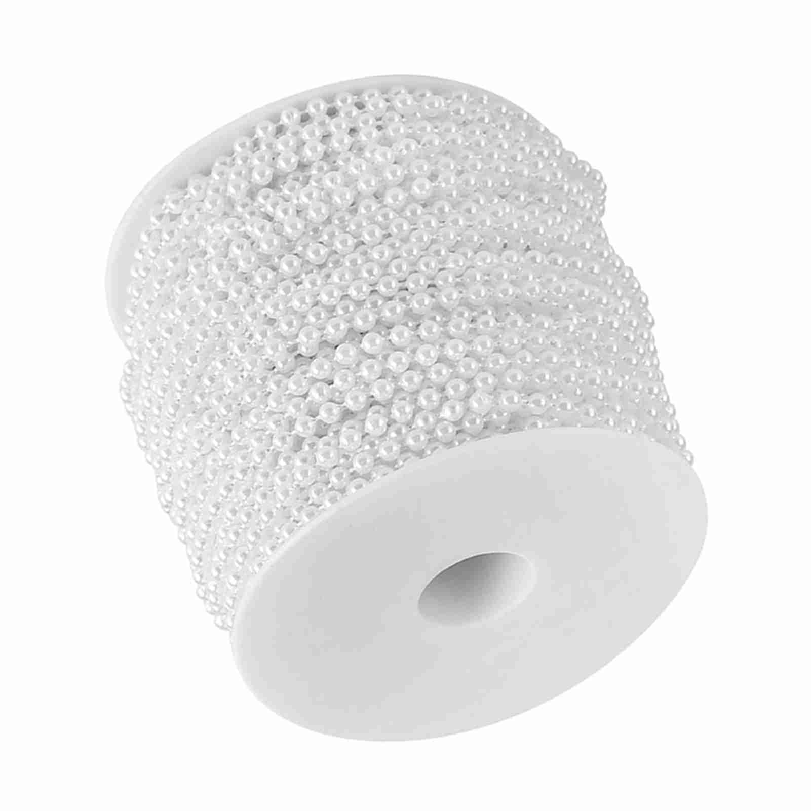 FTVOGUE 40m/roll 4mm Artificial, Decorations Props Pearl String Simulated Pearl Beads Chain for Pary Wedding (White)