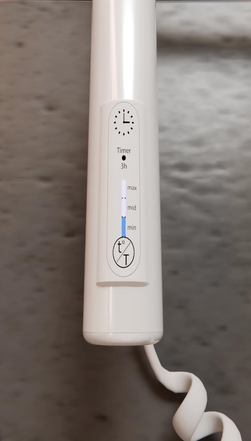 Elna Elektryczny grzejnik łazienkowy, 90 W, 835 x 460 mm, biały, suszarka na ręczniki, 3 obrotowe ramiona, timer i termostat, IP44
