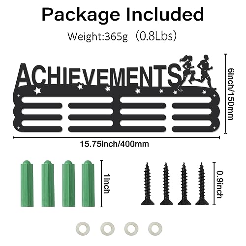 SUPERDANT Running Metal Medal Hooks Achievements Wall Storage Award Holder for Running Lover Wall Medal Hanger Rack Frame for Can withstand 10-15 kg Black - Image 2