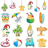 24 Stück Holz Deko Fensterdeko Hängend,Sommerdeko,Beachskateboard Deko zum Aufhängen,Hängedeko Holz Anhänger,Türen,Fenstern,Gärten,Höfen Strand am Meer für Sommer Party,Hängende Hintergrund Dekoration