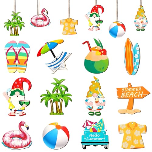 24 Stück Holz Deko Fensterdeko Hängend,Sommerdeko,Beachskateboard Deko zum Aufhängen,Hängedeko Holz Anhänger,Türen,Fenstern,Gärten,Höfen Strand am Meer für Sommer Party,Hängende Hintergrund Dekoration