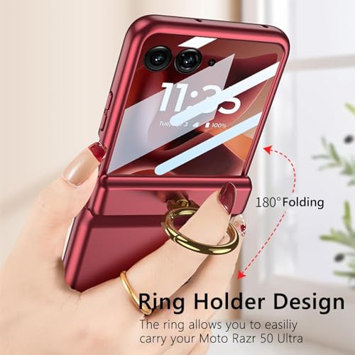 Image of Kapa Magnetic Hinge and Ring Back Cover for Motorola Razr 60 Ultra | Ultra Thin Shockproof Slim Hard Protective Case (Wine Red)