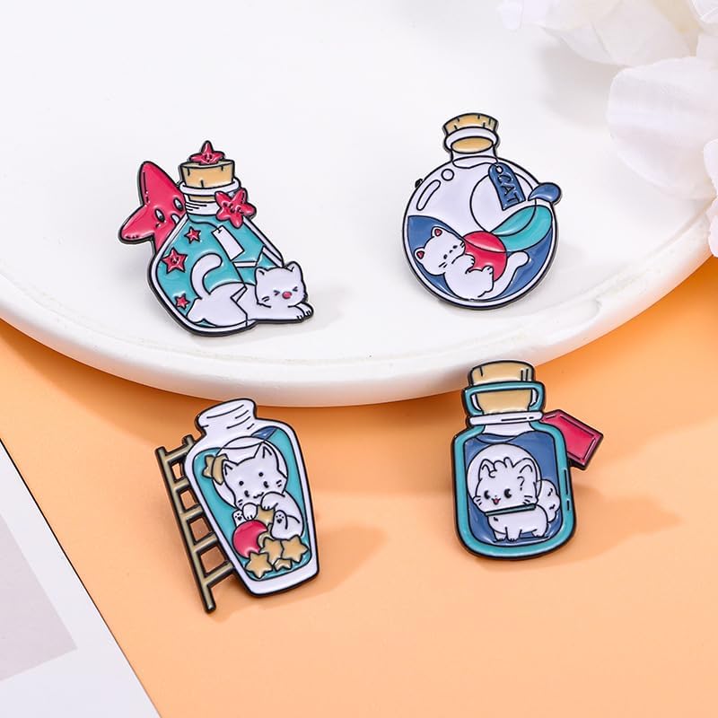 4Pcs Qute Funny Kawaii Pink Cat Brooch for Women Love Heart Cartoon Kitty Cat Paw Pins Animal Lover Birthday Aniversary Thanksgiving Gifts Charm Fashion Jewelry image 4