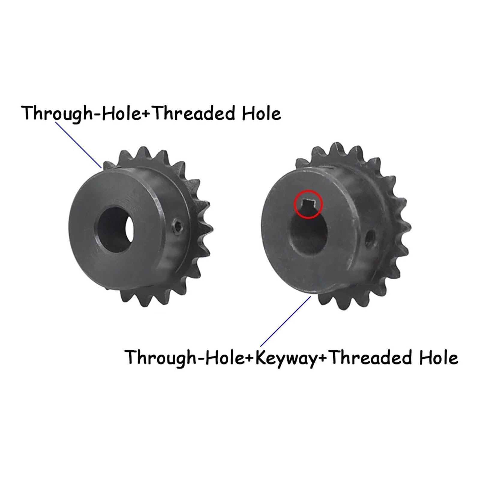 Bevel Gear Pinion Hardware Mechanical 24Teeth 04C Chain Gear 45# Steel Industrial Sprocket Wheel 8mm - 20mm Bore Motor Chain Drive Sprocket(14mm Bore)