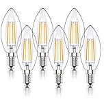 E14 Dimmable Led Candle Bulb,SES Filament Small Edison Screw Light Bulbs,4w 40W Equivalent, Warm White 2700K, 400lm (6, Warm White)