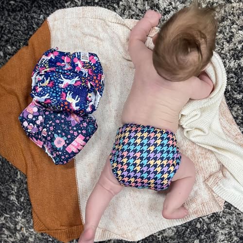 Image of Mama Koala 3.0 Cloth Diapers for Babies with AWJ Lining, 6 Pack with 6 Natural Cloth Diaper Inserts - Reusable and Washable Pocket Diapers (Beautiful Fairy Tale)