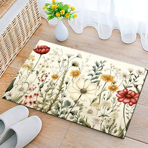 Spring Summer Floral Door Mat Welcome Mat Outdoor Doormat Indoor EntranceNon Slip Doormats for Home Front Door Rugs Outdoor Indoor Decorations 17 295