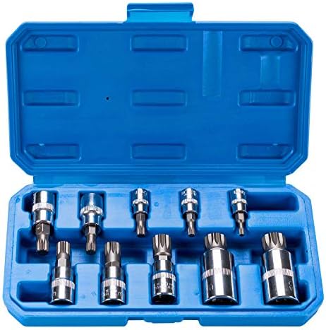 Spline Socket Bit Set 10pcs Square Triple Silver M4 - M18