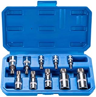 Spline Socket Bit Set 10pcs Square Triple Silver M4 - M18