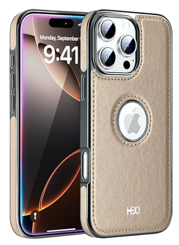 Image of BOUNCEBACK Vegan Leather Logo Cut Electroplated Back Case /Cover for iPhone 16 Pro - Desert Gold