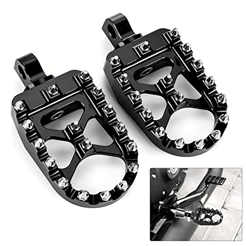 Motorcycle Wide Foot Pegs CNC Fat Footpegs Pedals Rests 360Â° Rotating MX Chopper Bobber Style Compatible with Harley Dyna Sportster Fatboy Iron 883 (Black)