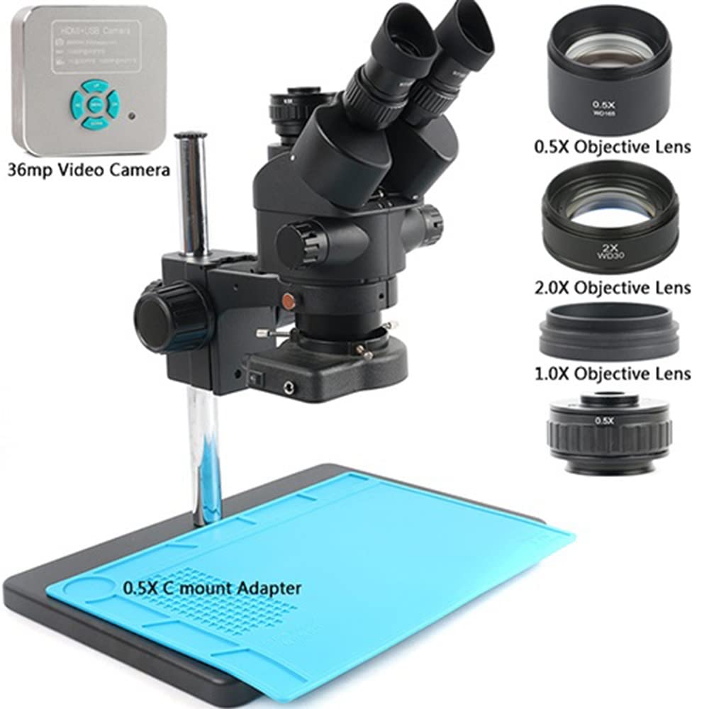 Microscope 36MP 4K 1080P H_DMI USB Video Camera Simul-Focal 3.5X-90X Continuous Zoom Stereo Trinocular Microscope CTV Adapter Barlow Lens(3.5x-90x)