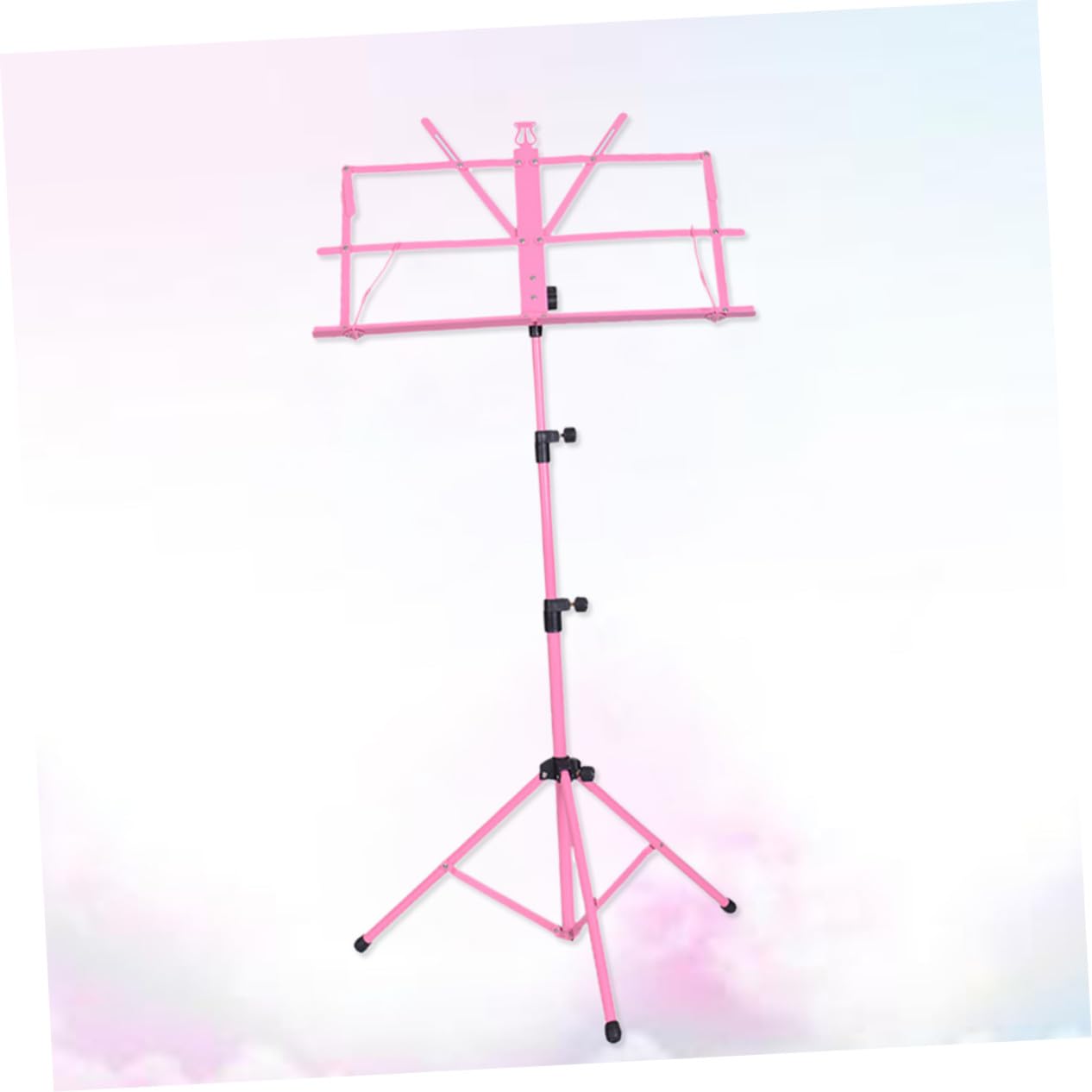 Leggio Spartiti Pieghevole Colorato in Metallo Altezza Regolabile Supporto Treppiede Stabile con Piedi Antiscivolo Portatile per Accessori Chitarra Rosa